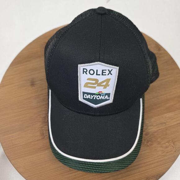 Rolex 24 Daytona Hat Cap Snap Back Black Green IMSA Racing Mens Trucker Mesh - Picture 6 of 7